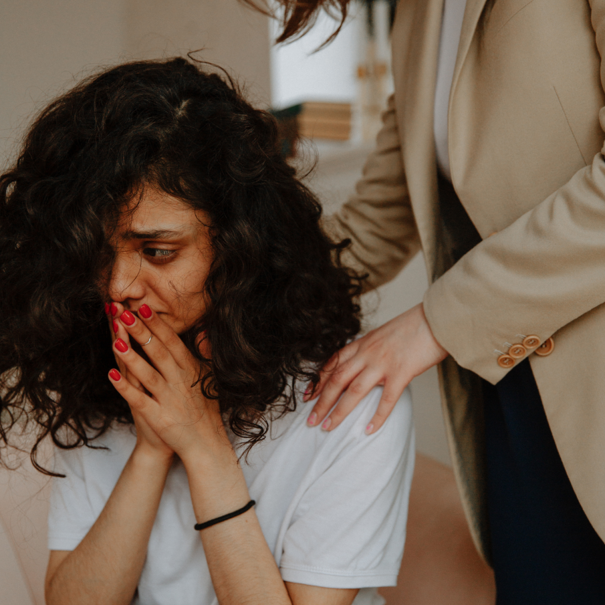 Woman experiencing grief.
