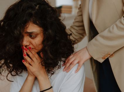 Woman experiencing grief.