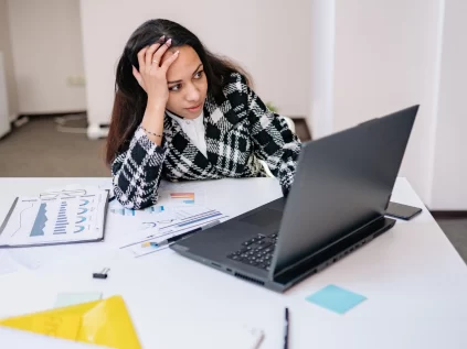 Women struggling to concentrate.